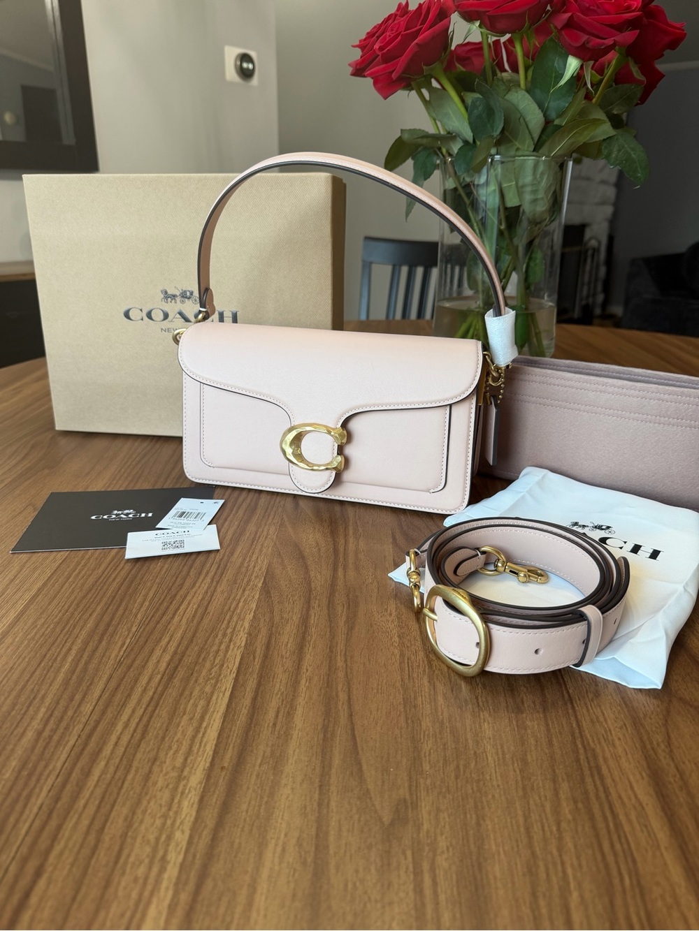 EUC - Coach Tabby 26 in Cream/Pink with Hammered Hardware - COMPLETE SET